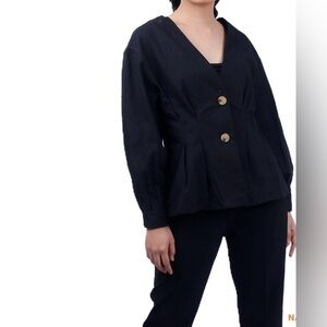 Soft Surroundings|Black Button-Up Blouse with oversized Gold plated buttons•NWT